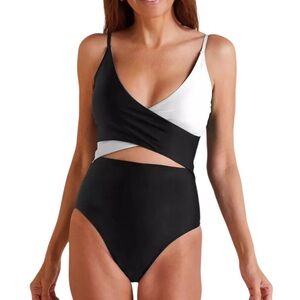 NWT Summersalt The Sea Breeze Cutout One-Piece Swimsuit Black Size 12